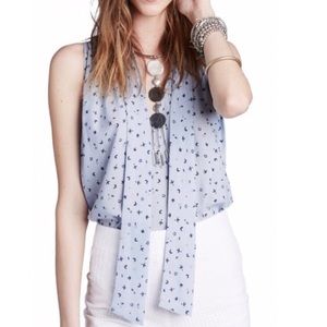 Free People Floral Tie Front Top